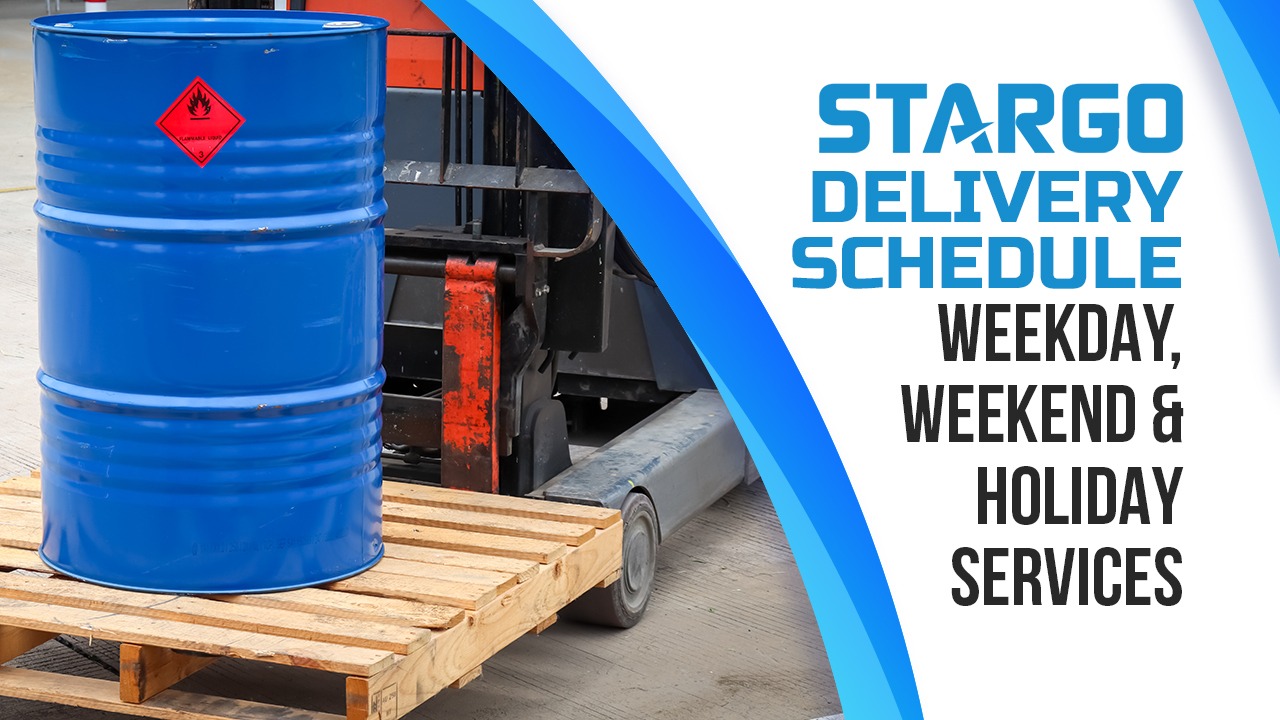 STARGO delivery schedule showing weekday, weekend, and holiday service hours